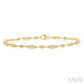 1/4 Ctw Marquise Link Round Cut Diamond Fashion Bracelet in 10K Yellow Gold